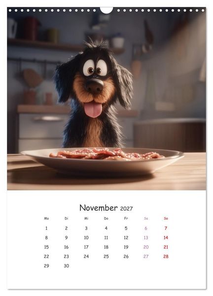 Produktbild: Fellnasen am K&uuml;chentisch - 12 KI-Motive mit Hunden (Wandkalender 2027 DIN A3 hoch), CALVENDO Monatskalender