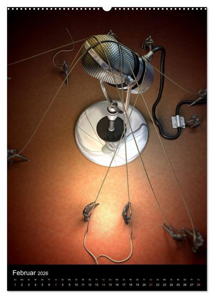 Produktbild: VIRTUAL MUSIC - Musikinstrumente in Hyperrealistischen Illustrationen (Wandkalender 2026 DIN A2 hoch), CALVENDO Monatskalender