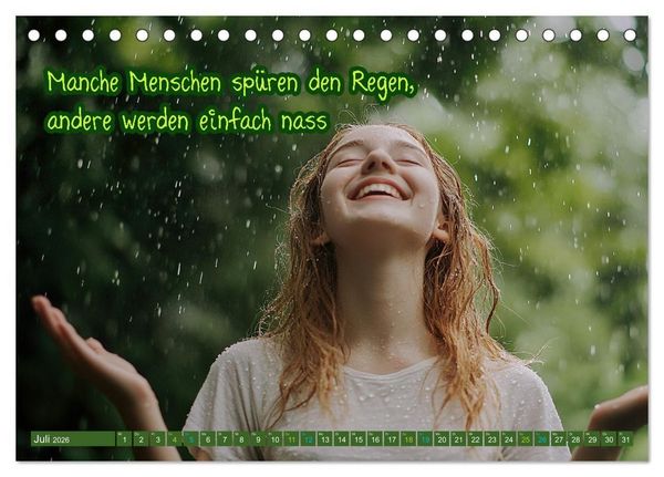 Produktbild: Regenmomente &ndash; Spr&uuml;che f&uuml;r graue Tage (Tischkalender 2026 DIN A5 quer), CALVENDO Monatskalender