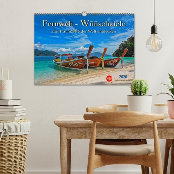 Produktbild: Fernweh - Wunschziele, die Traumziele der Welt entdecken (Wandkalender 2026 DIN A3 quer), CALVENDO Monatskalender