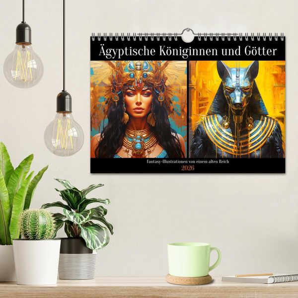 Produktbild: &Auml;gyptische K&ouml;niginnen und G&ouml;tter. Fantasy-Illustrationen von einem alten Reich (Wandkalender 2026 DIN A4 quer), CALVENDO Monatskalender