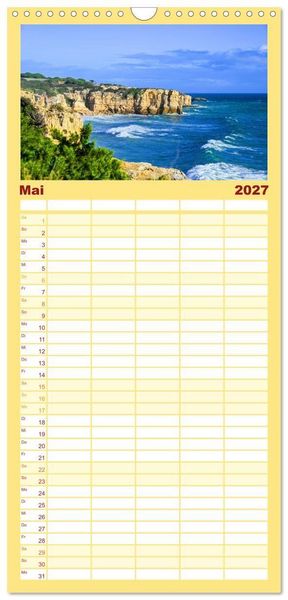 Produktbild: Familienplaner 2027 - Wundervolle Algarve mit 5 Spalten (Wandkalender, 21 x 45 cm) CALVENDO