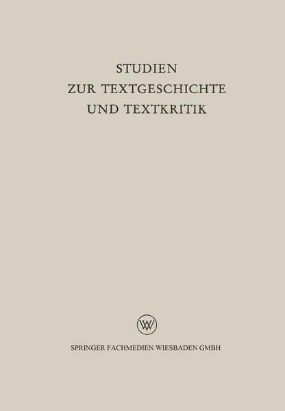 Produktbild: Studien zur Textgeschichte und Textkritik