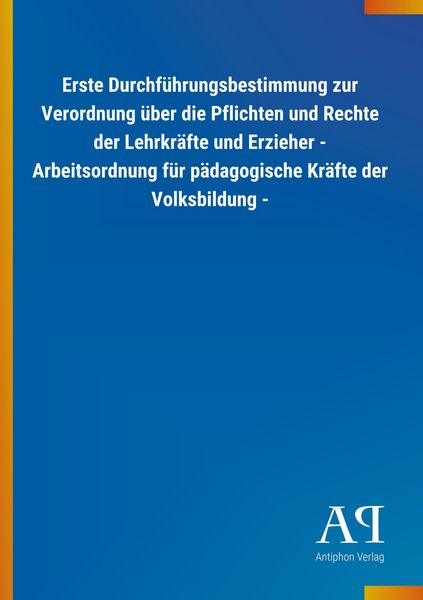 Produktbild: Erste Durchf&uuml;hrungsbestimmung zur Verordnung &uuml;ber die Pflich