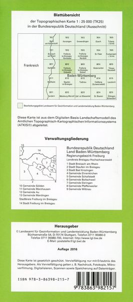 Produktbild: Freiburg im Breisgau S&uuml;dwest 1 : 25 000