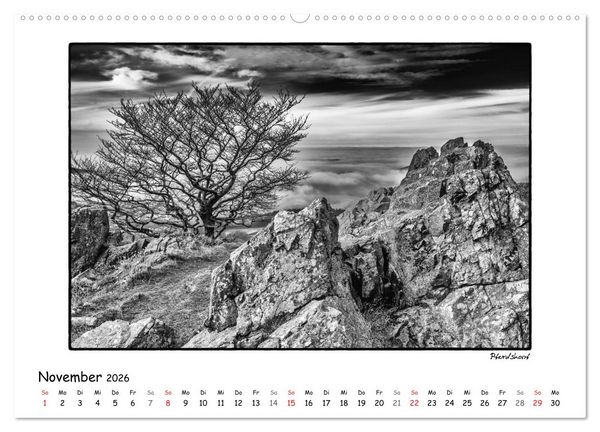 Produktbild: RH&Ouml;N SCHWARZ-WEISS (Wandkalender 2026 DIN A2 quer), CALVENDO Monatskalender