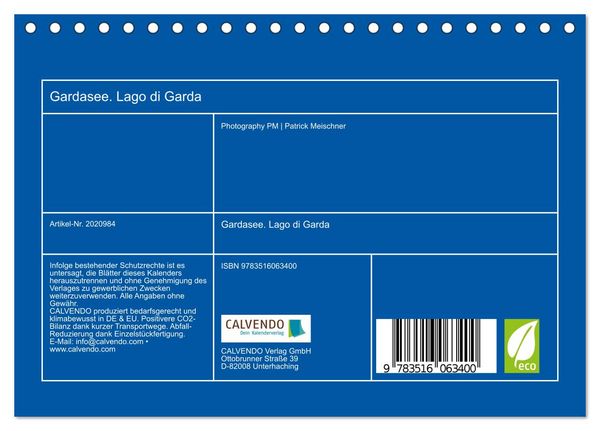 Produktbild: Gardasee. Lago di Garda (Tischkalender 2026 DIN A5 quer), CALVENDO Monatskalender