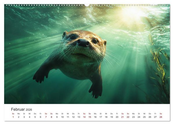 Produktbild: W&auml;chter des Flusses - Ein Jahr mit Fischottern (Wandkalender 2026 DIN A2 quer), CALVENDO Monatskalender