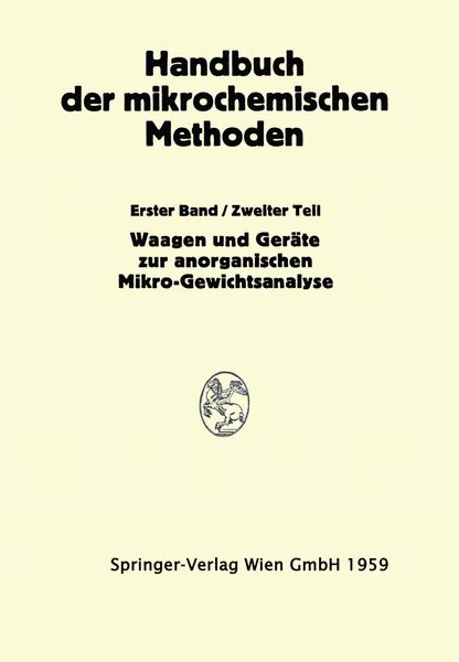 Produktbild: Waagen und W&auml;gung; Ger&auml;te zur Anorganischen Mikro-Gewichtsanalyse