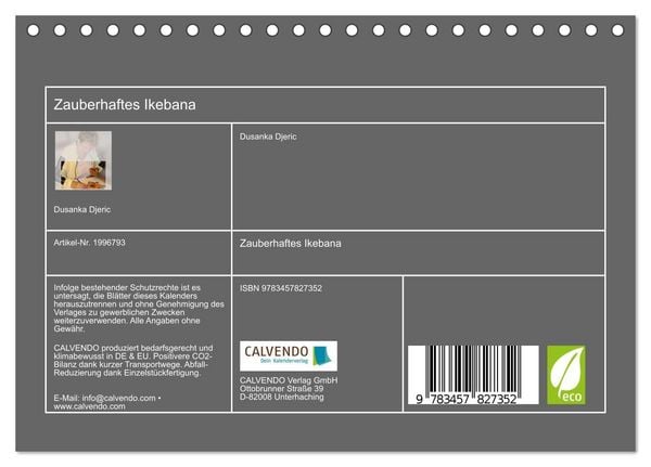 Produktbild: Zauberhaftes Ikebana (Tischkalender 2026 DIN A5 quer), CALVENDO Monatskalender