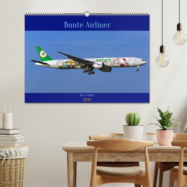 Produktbild: Bunte Airliner (Wandkalender 2026 DIN A2 quer), CALVENDO Monatskalender