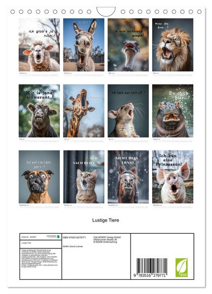 Produktbild: Lustige Tiere (Wandkalender 2026 DIN A4 hoch), CALVENDO Monatskalender