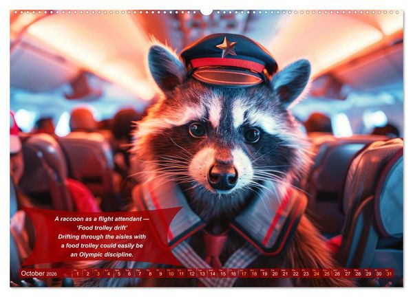 Produktbild: Funny animals as flight attendants (High Quality Premium Wall Calendar 2026 DIN A2 landscape),CALVENDO 12 Month Wall Calendar