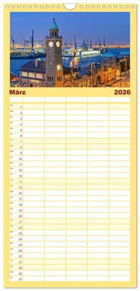 Produktbild: Familienplaner 2026 - Hamburg Stadt an der Alster und Elbe mit 5 Spalten (Wandkalender, 21 x 45 cm) CALVENDO
