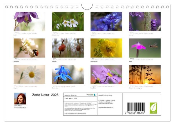 Produktbild: Zarte Natur 2026 (Wandkalender 2026 DIN A4 quer), CALVENDO Monatskalender