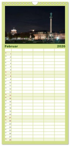Produktbild: Familienplaner 2026 - stadtansichten stuttgart mit 5 Spalten (Wandkalender, 21 x 45 cm) CALVENDO