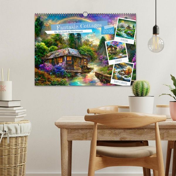Produktbild: Fantasie Cottages - Ein Jahr durch die M&auml;rchenwelt (Wandkalender 2026 DIN A3 quer), CALVENDO Monatskalender