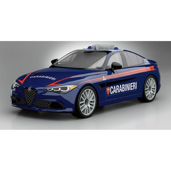 Produktbild: COBI-24654 - Alfa Romeo Giulia Quadrifoglio Carabinieri, Bausatz 1:35, 99 Klemmbausteine
