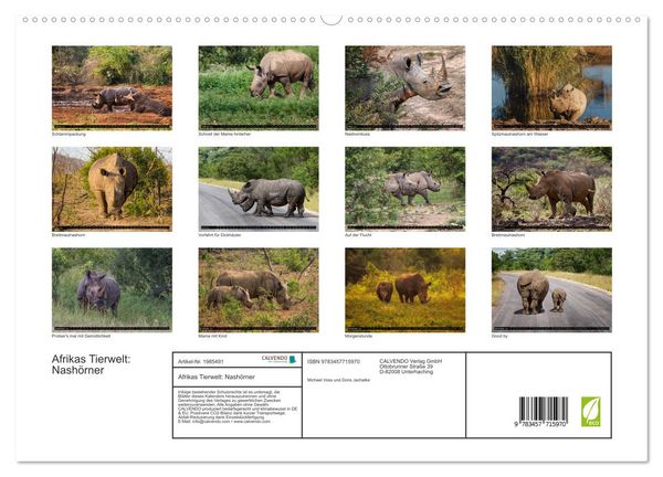 Produktbild: Afrikas Tierwelt: Nash&ouml;rner (hochwertiger Premium Wandkalender 2026 DIN A2 quer), Kunstdruck in Hochglanz