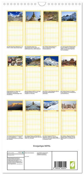 Produktbild: Familienplaner 2026 - Einzigartiges NEPAL mit 5 Spalten (Wandkalender, 21 x 45 cm) CALVENDO