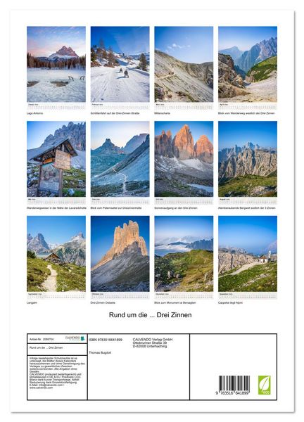 Produktbild: Rund um die ... Drei Zinnen (hochwertiger Premium Wandkalender 2026 DIN A2 hoch), Kunstdruck in Hochglanz