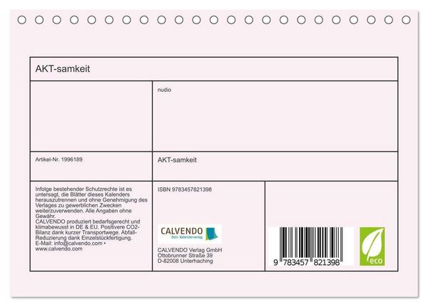 Produktbild: AKT-samkeit (Tischkalender 2026 DIN A5 quer), CALVENDO Monatskalender