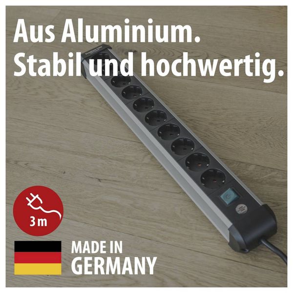 Produktbild: Brennenstuhl 1391030000 Steckdosenleiste mit Schalter Silber, Schwarz Schutzkontakt 1 St.