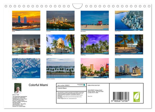 Produktbild: Colorful Miami (Wall Calendar 2026 DIN A4 landscape), CALVENDO 12 Month Wall Calendar