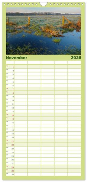 Produktbild: Familienplaner 2026 - Der Niederrhein im Wandel der Jahreszeiten mit 5 Spalten (Wandkalender, 21 x 45 cm) CALVENDO