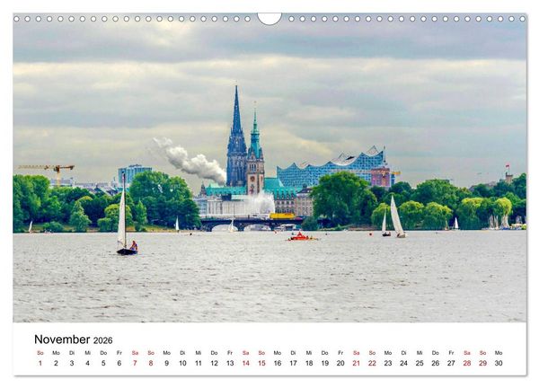 Produktbild: Die farbige Hafenstadt Hamburg (Wandkalender 2026 DIN A3 quer), CALVENDO Monatskalender