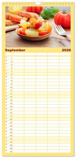 Produktbild: Familienplaner 2026 - Alte Historische Tomaten mit 5 Spalten (Wandkalender, 21 x 45 cm) CALVENDO