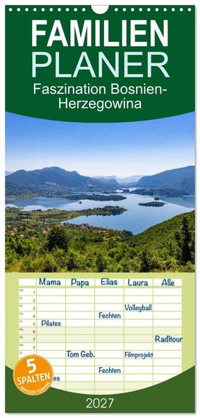 Produktbild: Familienplaner 2027 - Faszination Bosnien-Herzegowina mit 5 Spalten (Wandkalender, 21 x 45 cm) CALVENDO