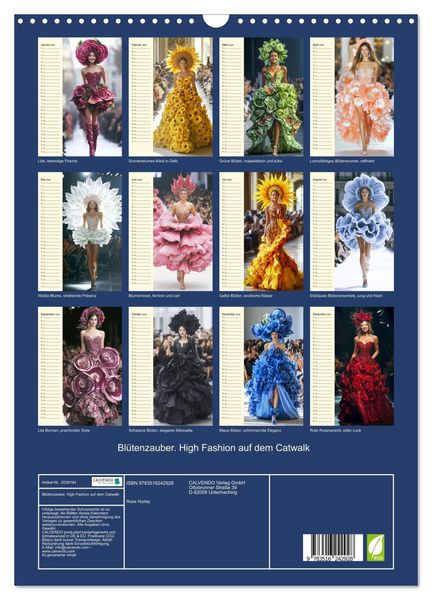 Produktbild: Bl&uuml;tenzauber. High Fashion auf dem Catwalk (Wandkalender 2026 DIN A3 hoch), CALVENDO Monatskalender