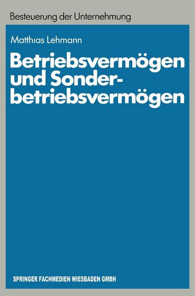 Produktbild: Betriebsverm&ouml;gen und Sonderbetriebsverm&ouml;gen
