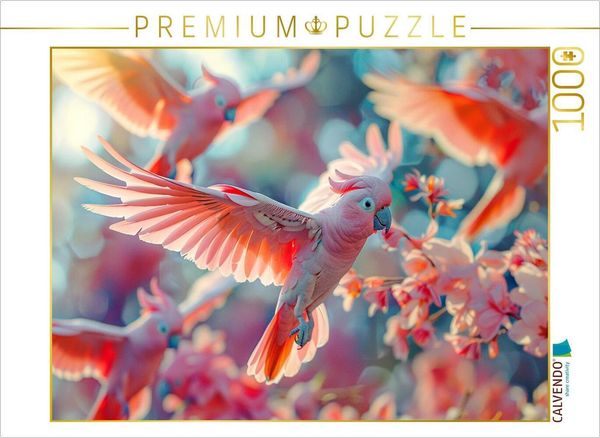 CALVENDO Puzzle Rosakakadus im Flug in Australien | 1000 Teile Lege-Größe 64x48cm Foto-Puzzle für glückliche Stunden