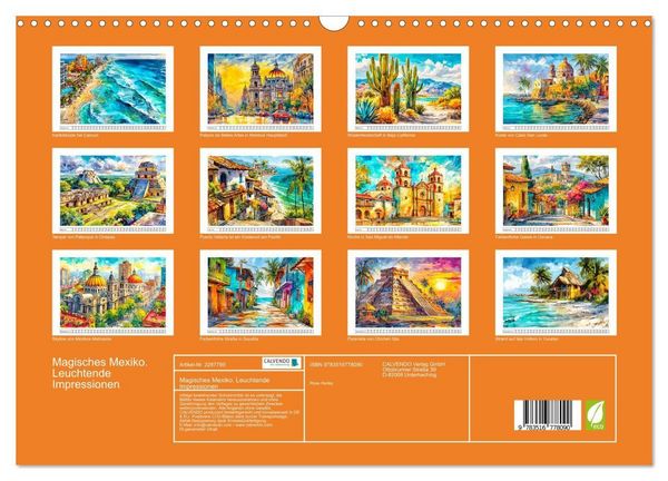 Produktbild: Magisches Mexiko. Leuchtende Impressionen (Wandkalender 2027 DIN A3 quer), CALVENDO Monatskalender