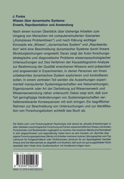 Produktbild: Wissen &uuml;ber dynamische Systeme: Erwerb, Repr&auml;sentation und Anwendung