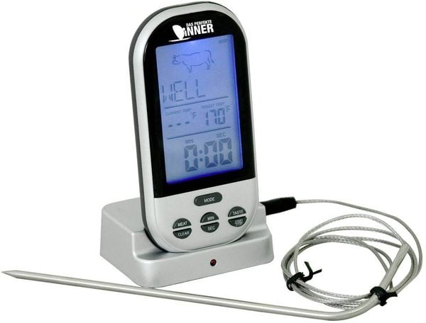 Techno Line WS 1050 Grill-Thermometer Alarm, Überwachung der Kerntemperatur °C /°F-Anzeige, Geflügel, Lamm, Pute, Rind, 