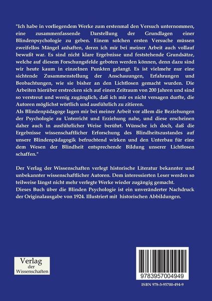 Produktbild: Blinden Psychologie