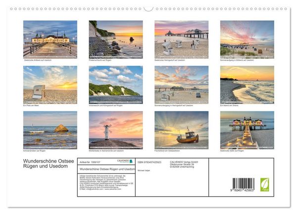 Produktbild: Wundersch&ouml;ne Ostsee R&uuml;gen und Usedom (hochwertiger Premium Wandkalender 2026 DIN A2 quer), Kunstdruck in Hochglanz