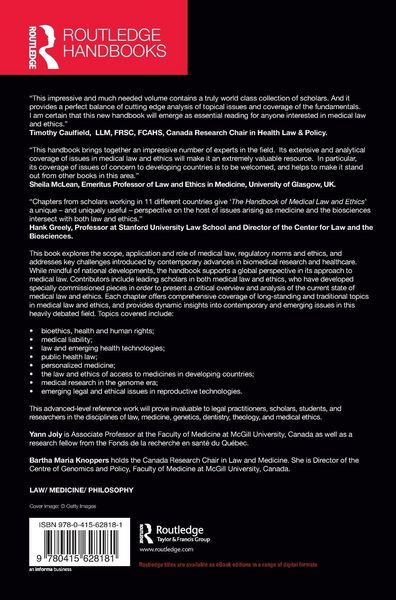 Produktbild: Routledge Handbook of Medical Law and Ethics