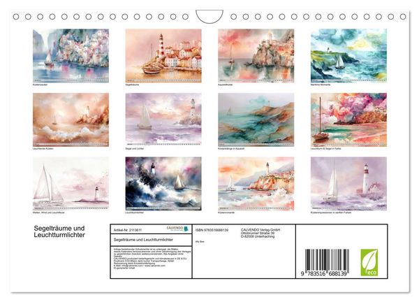 Produktbild: Segeltr&auml;ume und Leuchtturmlichter (Wandkalender 2026 DIN A4 quer), CALVENDO Monatskalender