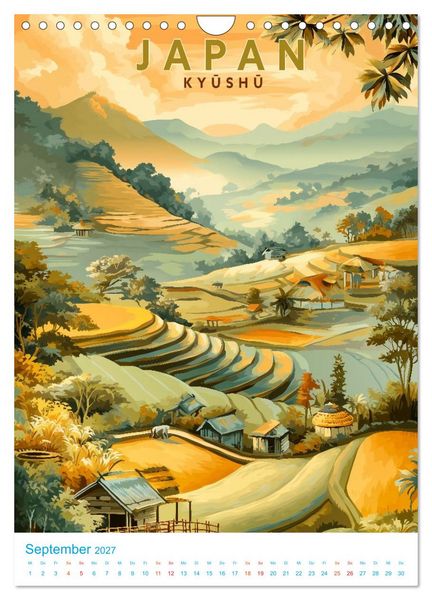 Produktbild: Japanische Inseln - Old School Poster Style (Wandkalender 2027 DIN A4 hoch), CALVENDO Monatskalender