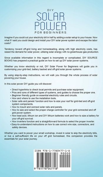 Produktbild: Diy Solar Power For Beginners, a Technical Guide On How To Design, Install, and Maintain Grid-Tied and Off-Grid Solar Power Systems For Your Home