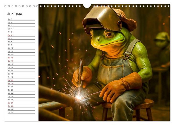 Produktbild: Frosch bei der Arbeit- Dienst nach Vorschrift (Wandkalender 2026 DIN A3 quer), CALVENDO Monatskalender