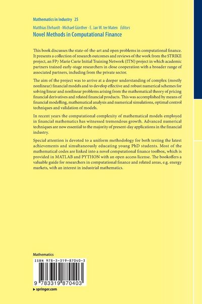 Produktbild: Novel Methods in Computational Finance