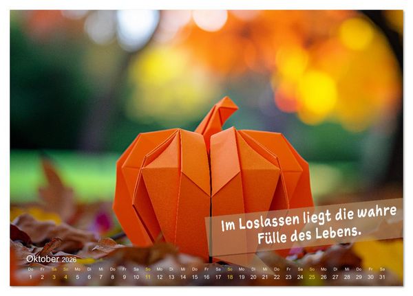 Produktbild: Origami Kalender der Achtsamkeit - Achtsamkeitskalender (Tischkalender 2026 DIN A5 quer), CALVENDO Monatskalender