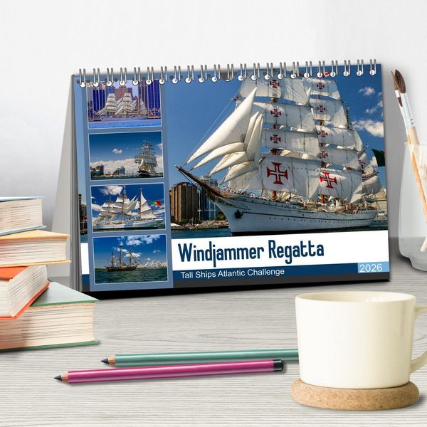 Produktbild: Windjammer-Regatta - Tall Ships Atlantic Challenge (Tischkalender 2026 DIN A5 quer), CALVENDO Monatskalender