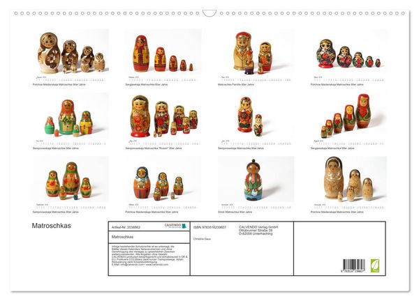 Produktbild: Matroschkas (Wandkalender 2026 DIN A2 quer), CALVENDO Monatskalender