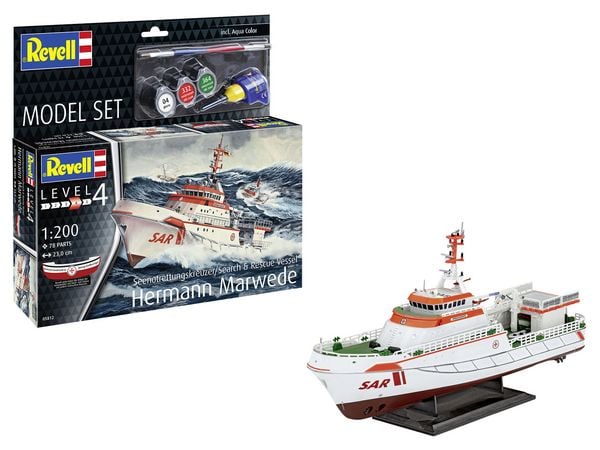 Produktbild: Model Set Seenotkreuzer Hermann Marwede, Revell Modellbausatz mit Basiszubeh&ouml;r
